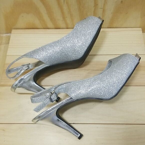 Women’s Sexy Silver Glitter Heels sz 10 - Picture 7 of 9